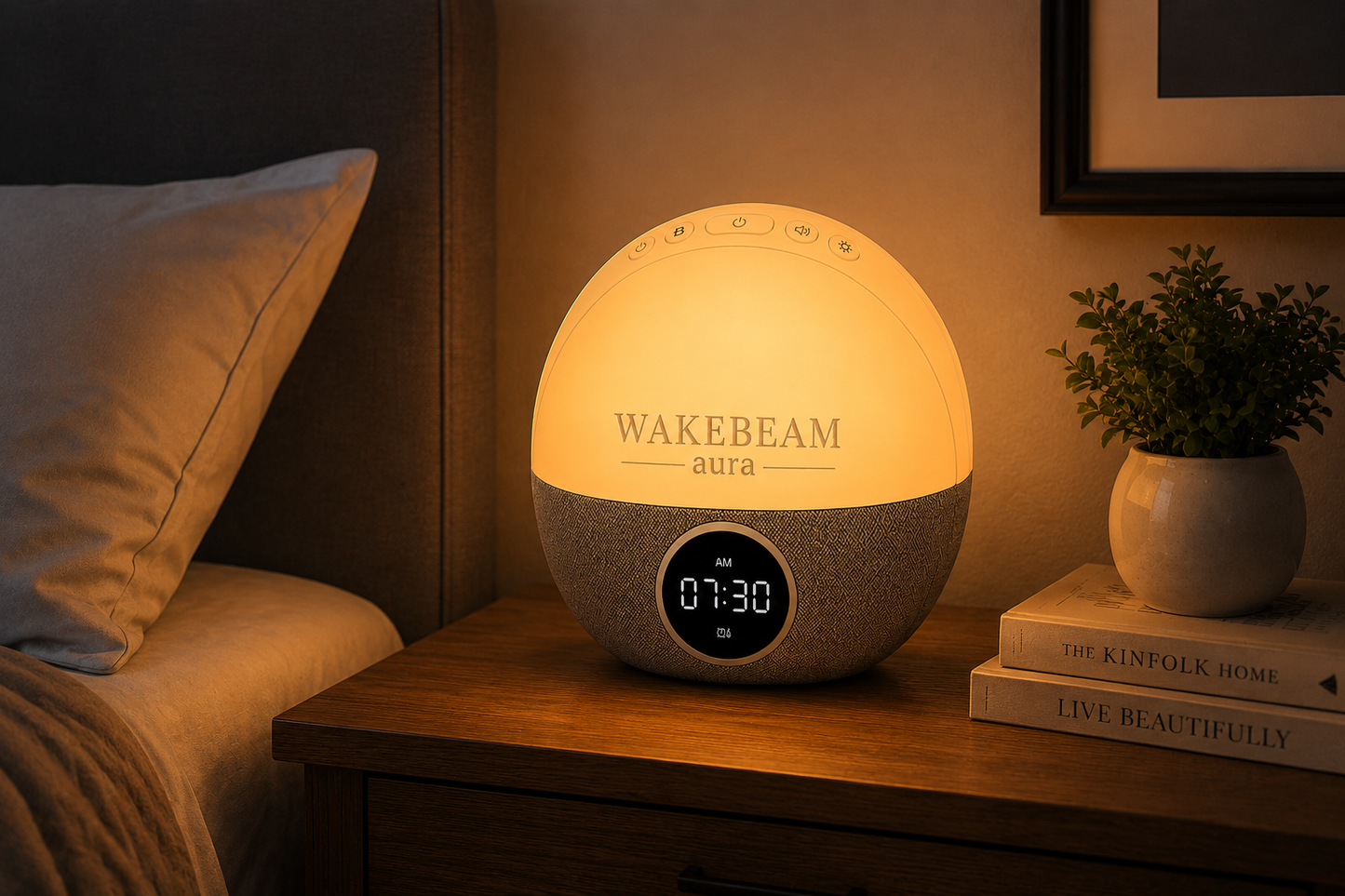 WakeBeam Aura™ – Réveil simulateur d'aube intelligent pour un réveil naturel